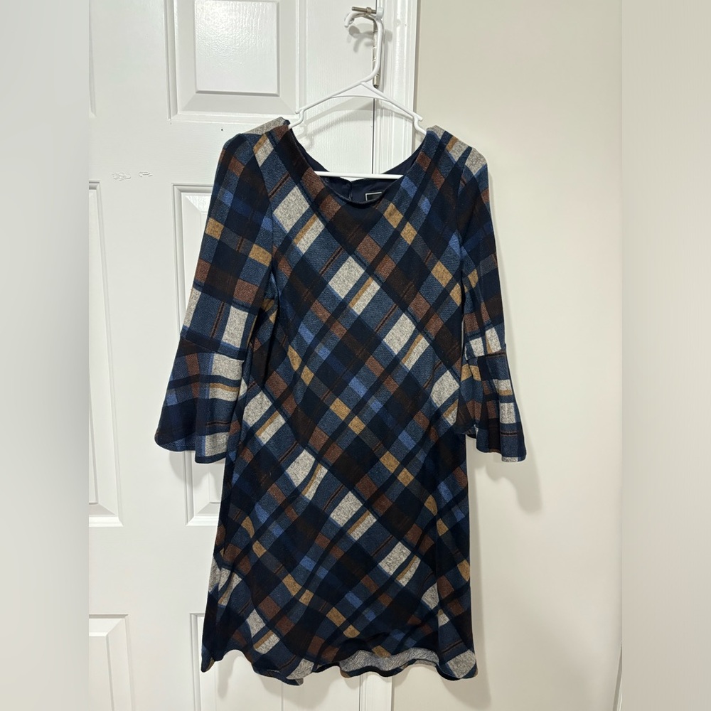 Blue Plaid Dress, Size Large